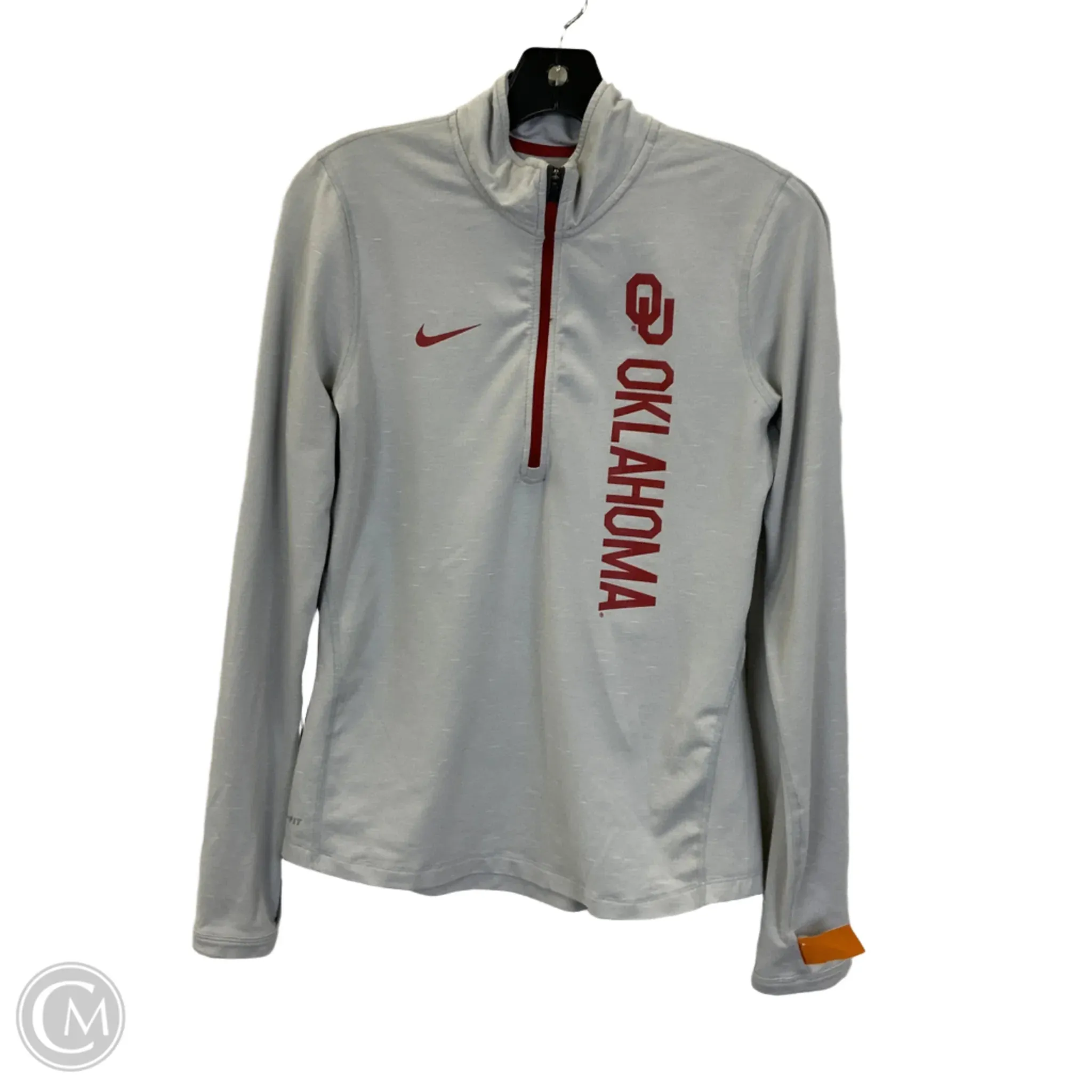 Athletic Sweatshirt Collar By Nike In Grey & Red, Size: S