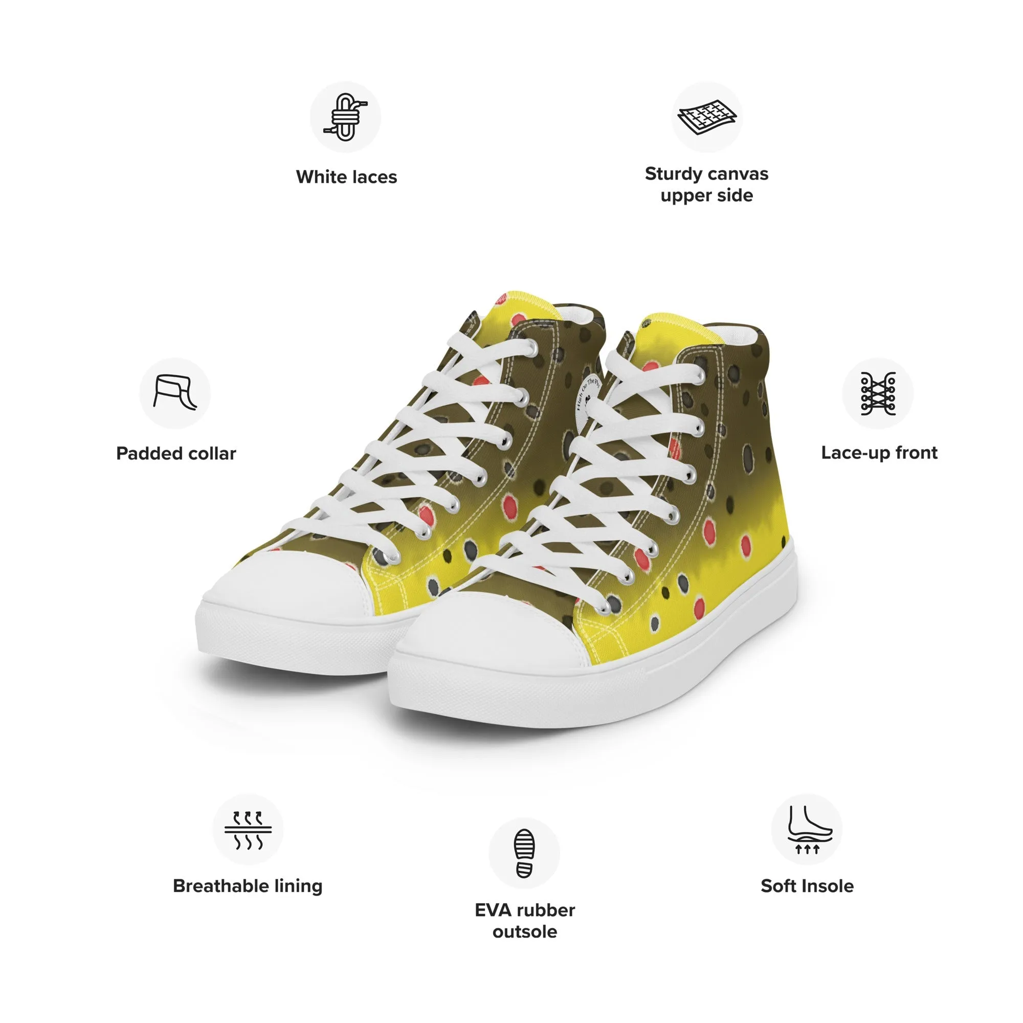 Brown Trout Men’s high top canvas shoes