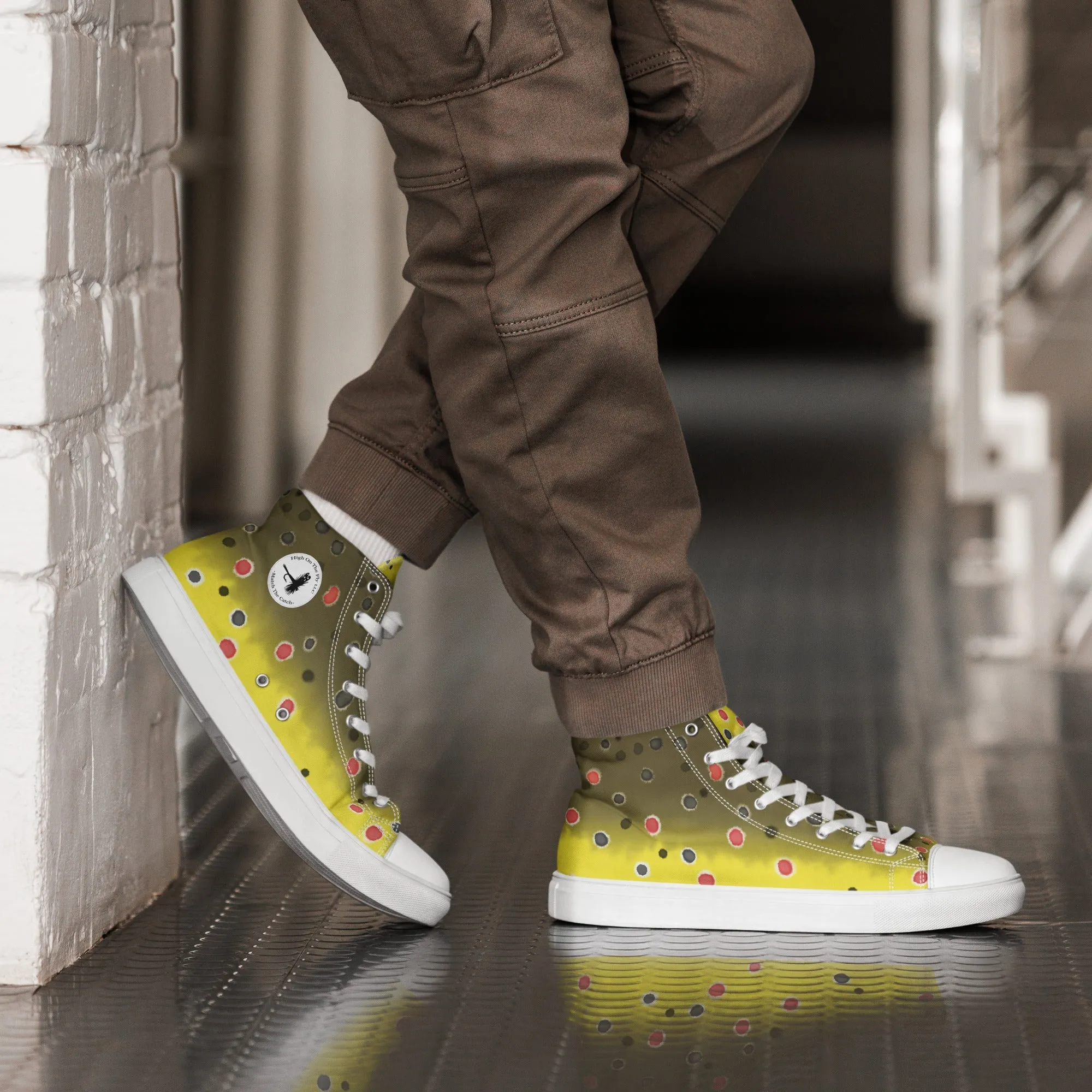 Brown Trout Men’s high top canvas shoes