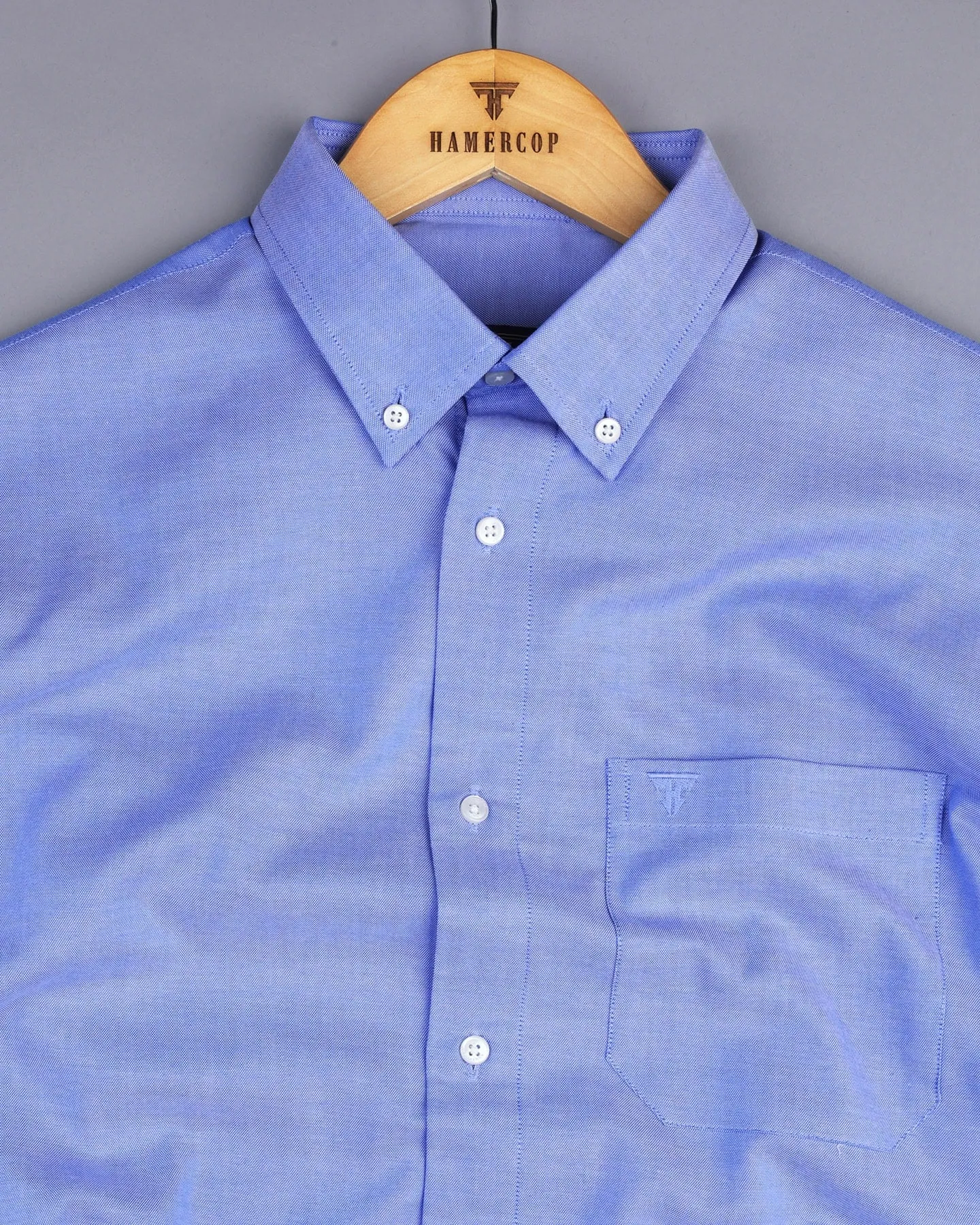 Crayola Blue Plain Oxford Cotton Formal Shirt