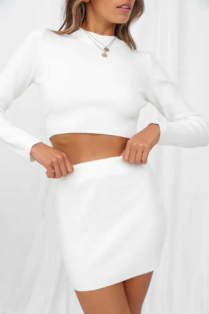 Midnight Blues Crop Knit Off White