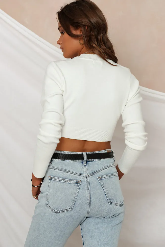 Midnight Blues Crop Knit White