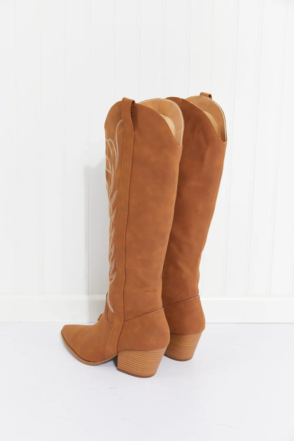 Qupid Cheyenne Nights Embroidered Knee High Cowboy Boots