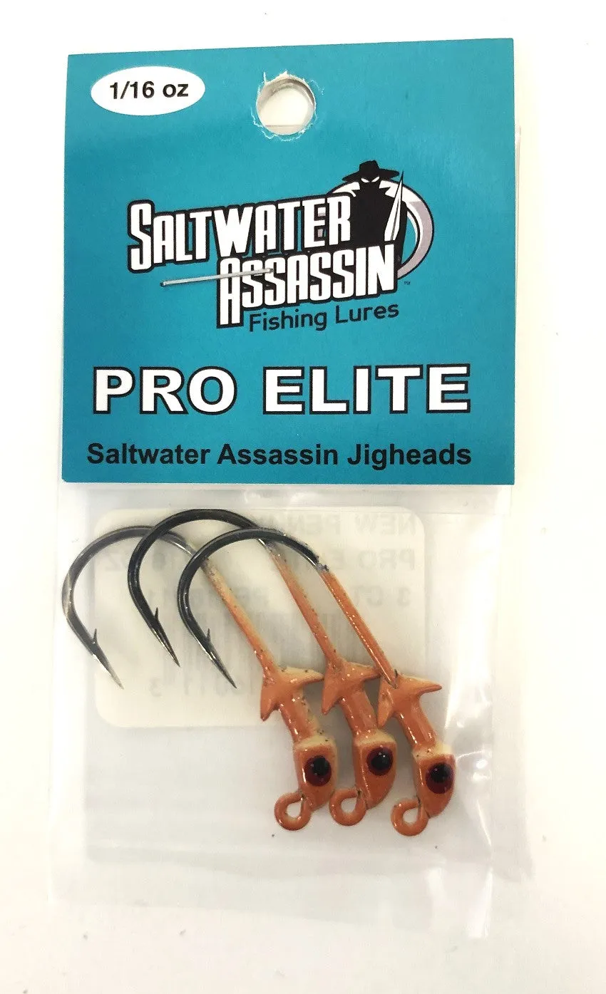 SaltWater Assassin Pro Elite Jigheads New Penny 1/16oz 3pk