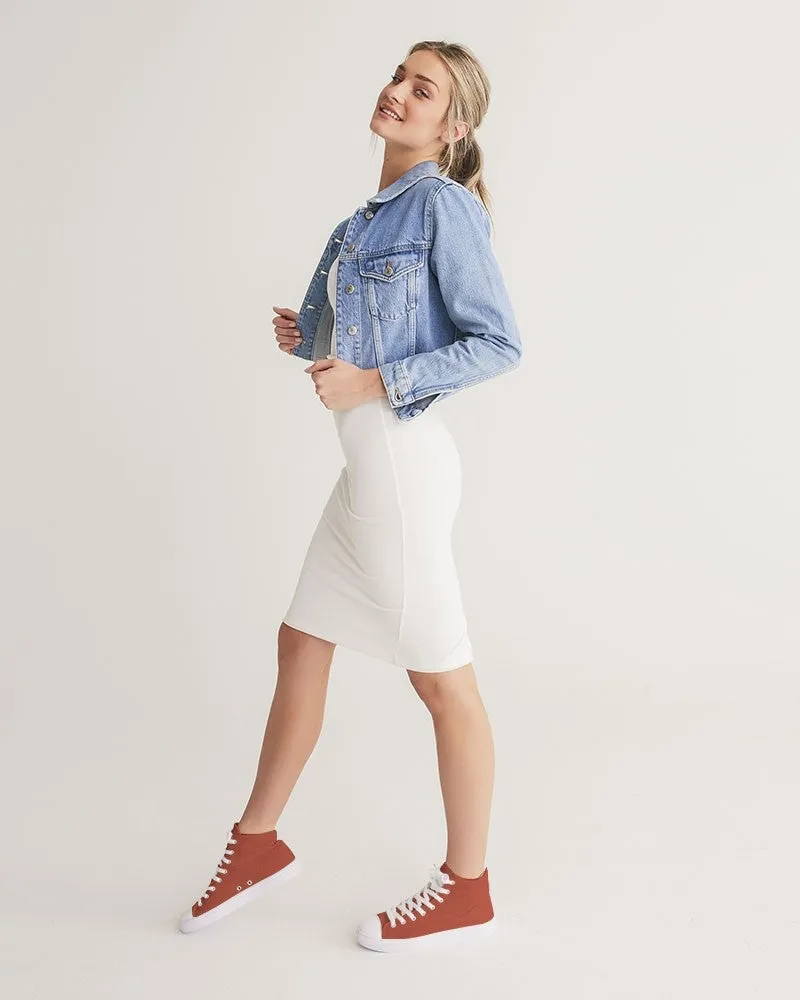 Shaded Midtone Red High-Top Canvas Sneakers | Women's | C0M80Y80K30