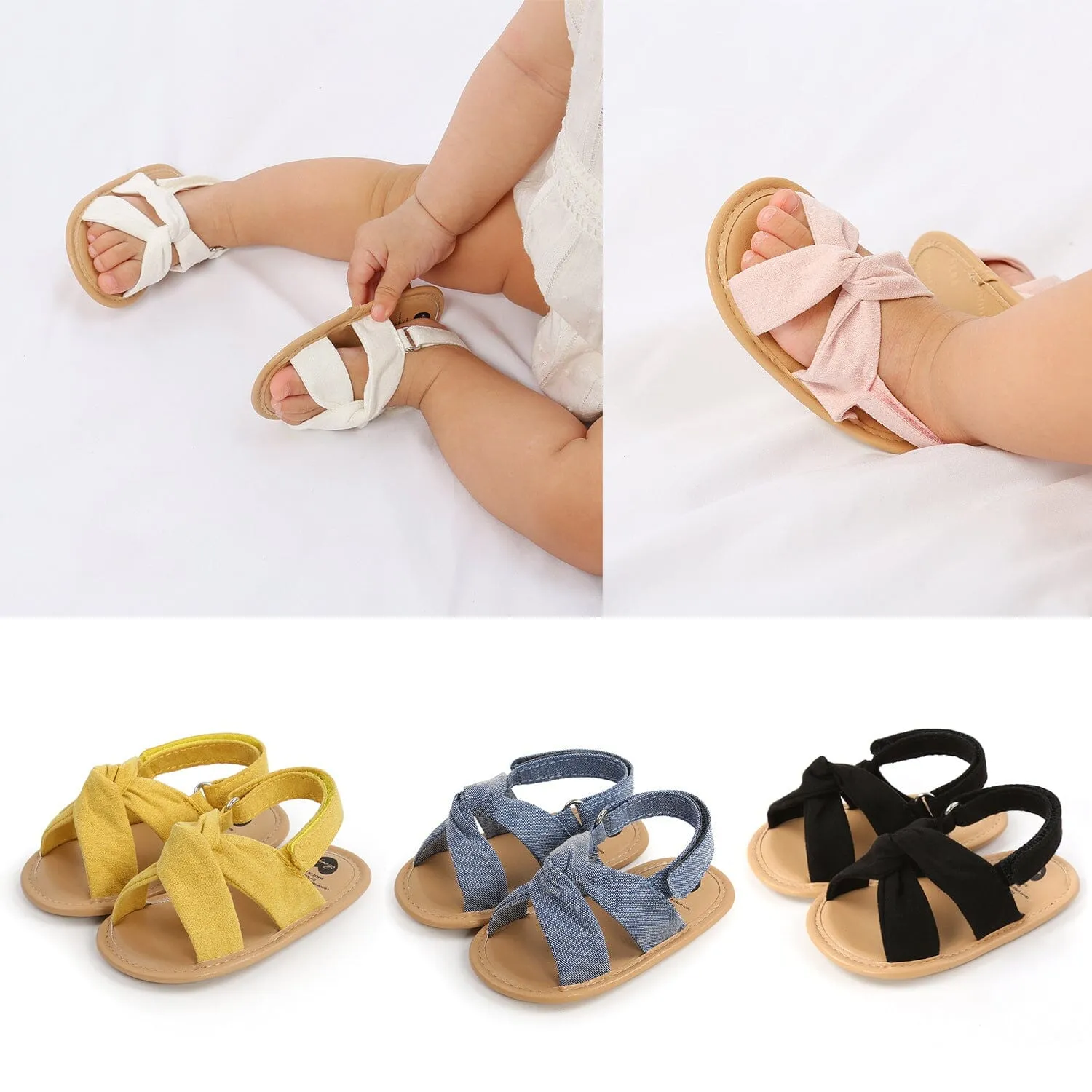 Solid Crossed First Walker Baby Sandals