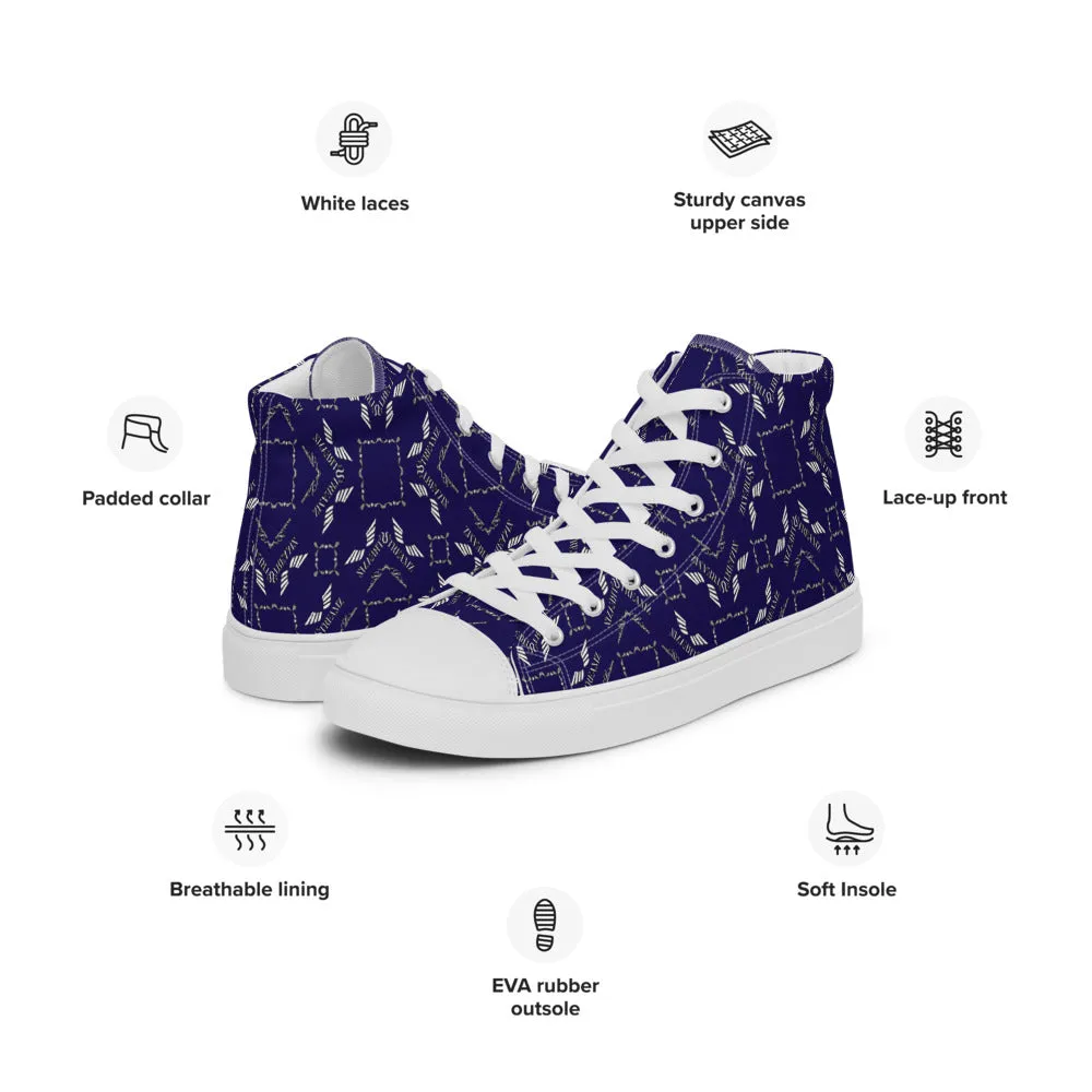 Streamz Blue Diamonds Mens high top canvas shoes