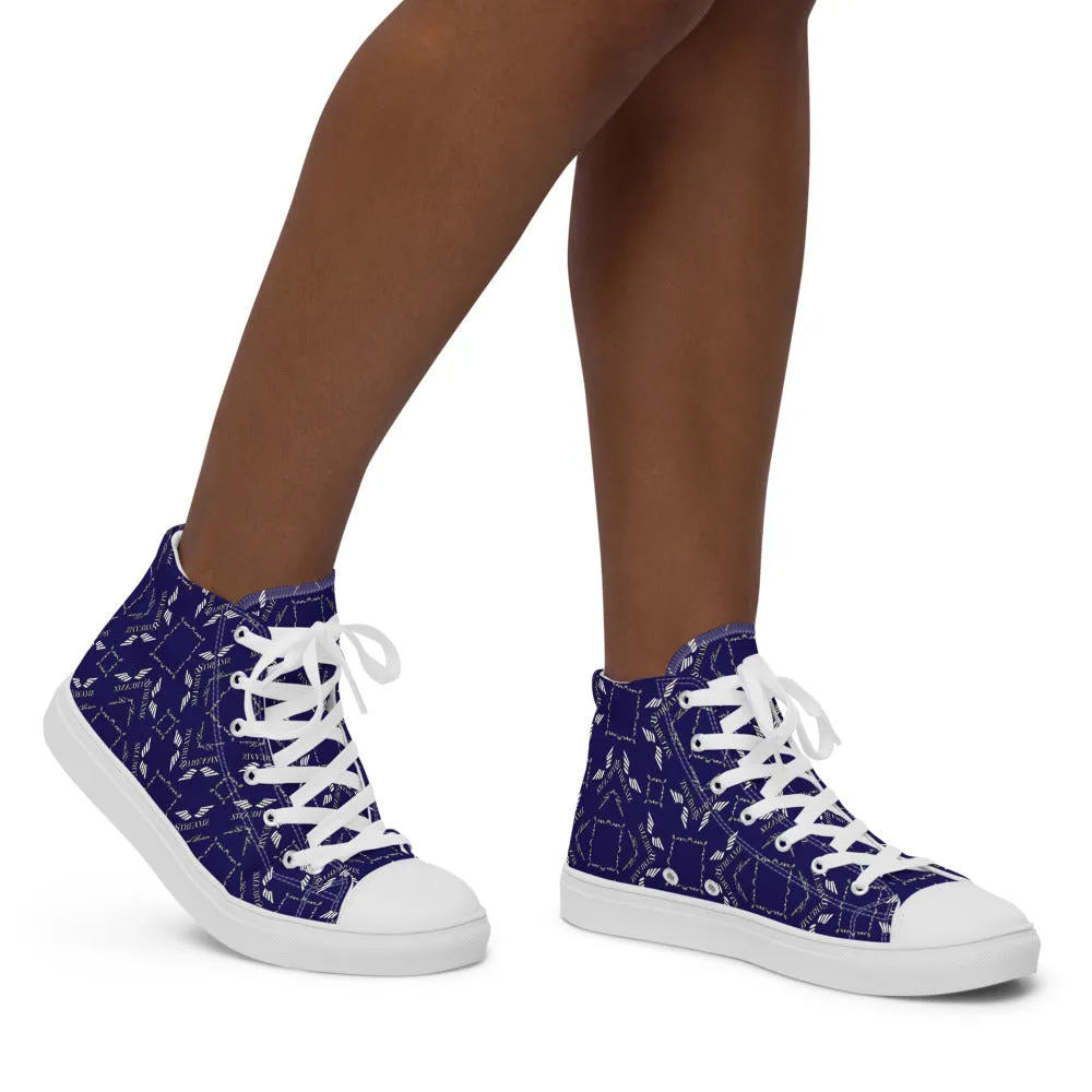 Streamz Blue Diamonds Womens high top canvas shoes